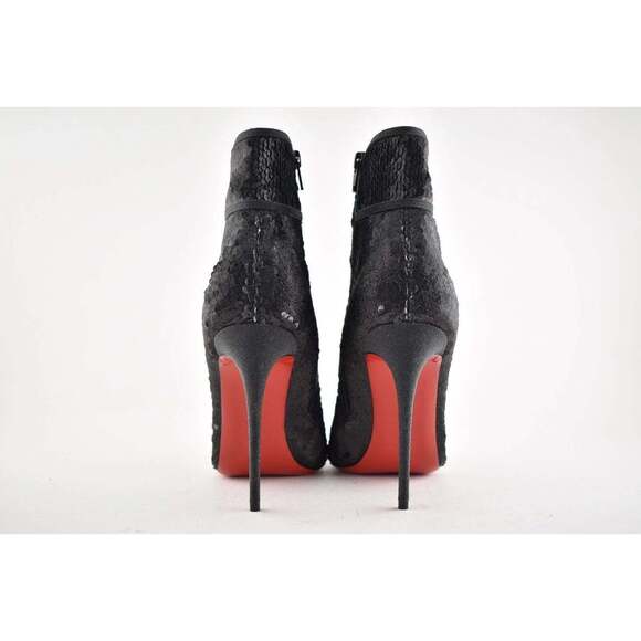 Christian Louboutin Moulakate 100 Black Sequin Glitter Heel Ankle Bootie 35.5 - Picture 10 of 12